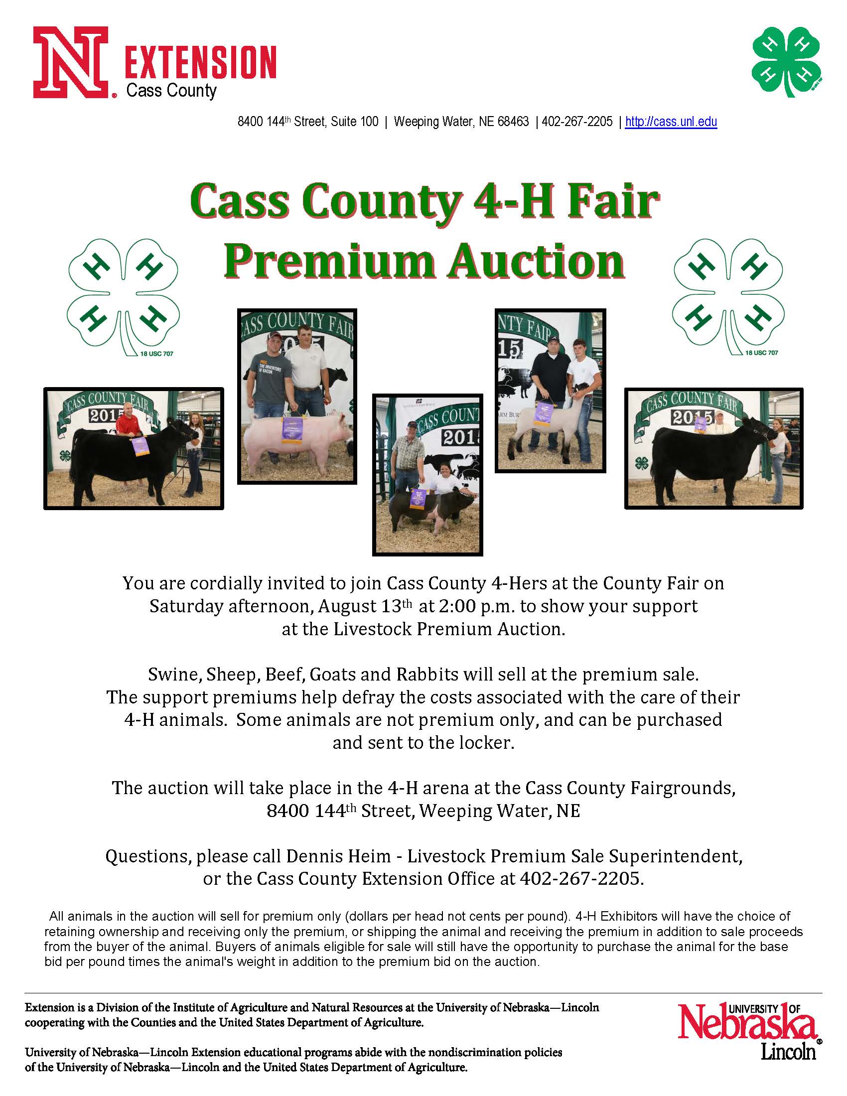 Livestock Premium Auction flyer