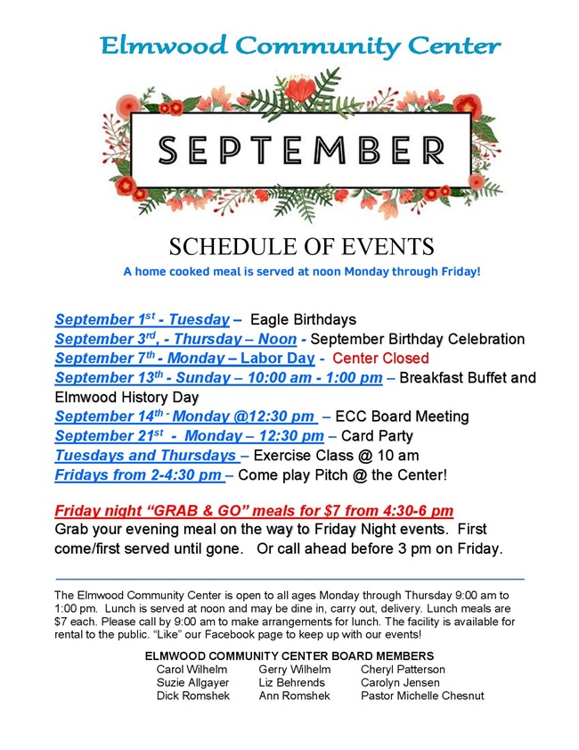 2026 09 02 ECC Schedule of events