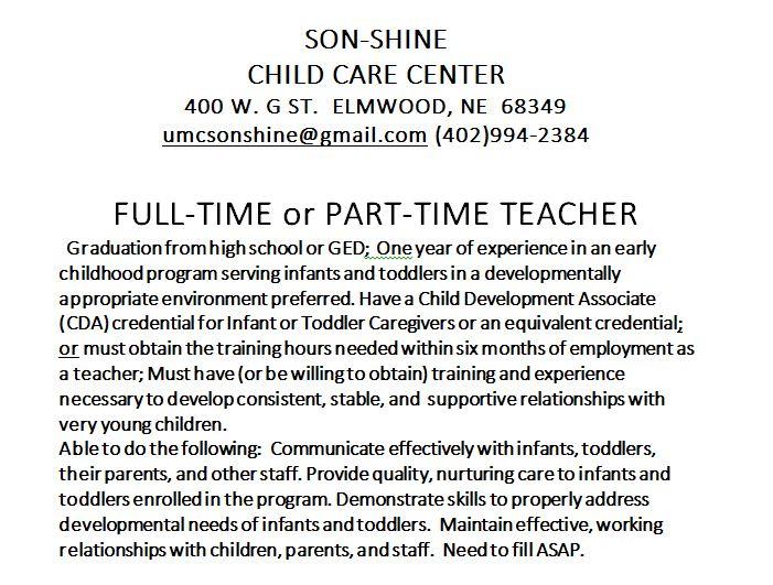 Daycare job 1