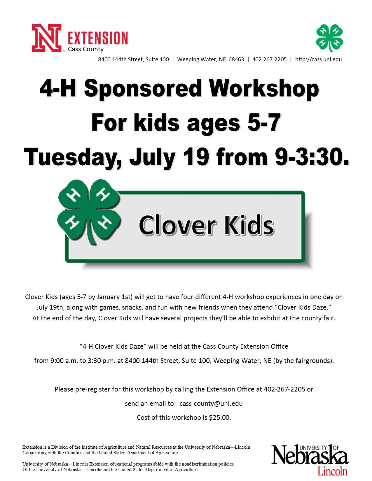 Clover Kids Daze Workshop