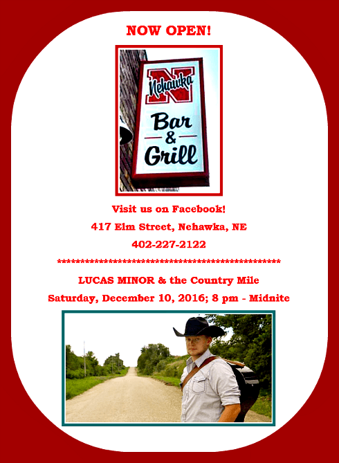 2016 12 07 NEHAWKA BAR and GRILL w Lucas Minor the Country Mile