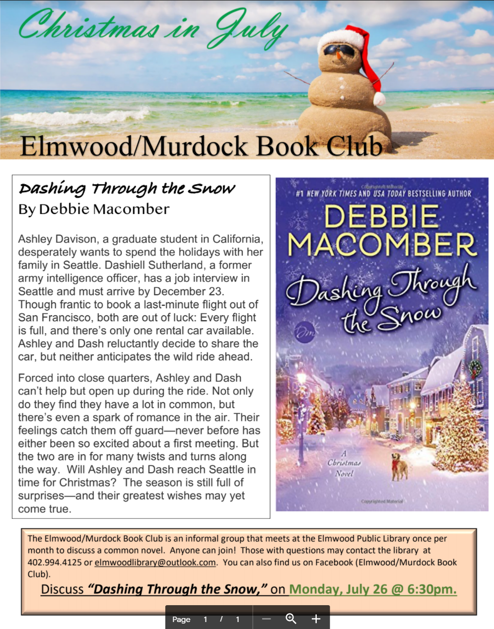 Elmwood library book club July 2021