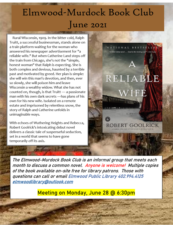 Elmwood librarJune book club 2021
