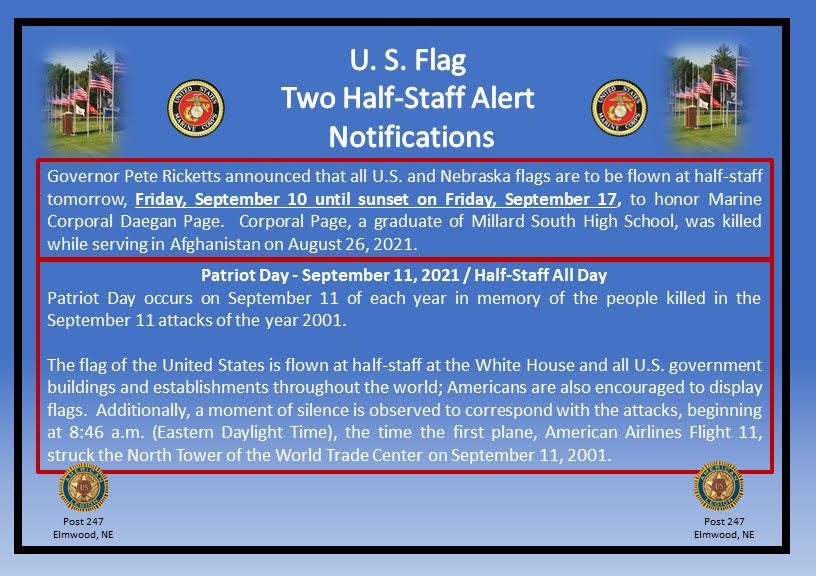 half staff sept 2021