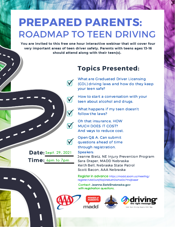 Teen Driving Webinar Flyer September 29 1