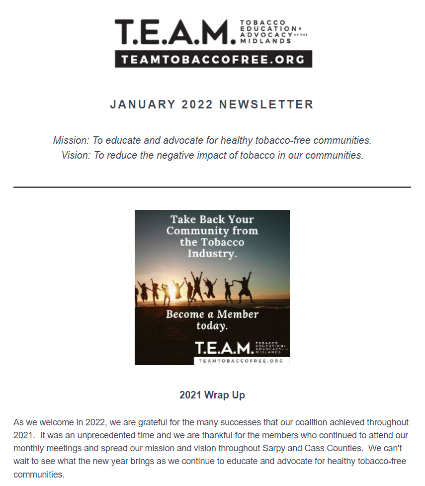 TEAM tobacco free 012022