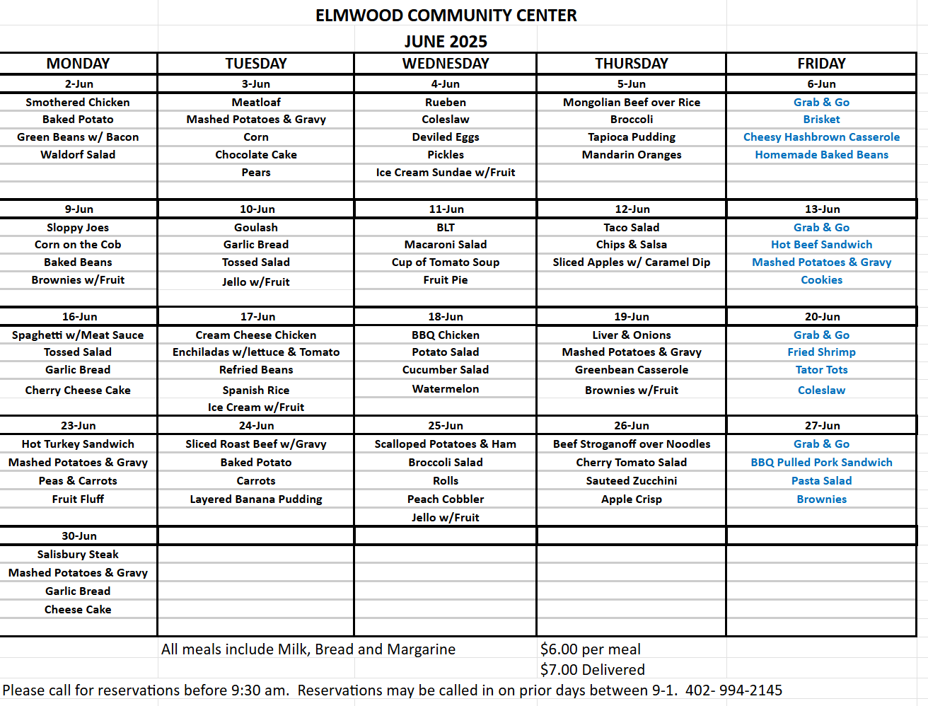 Elmwood Menu 062025