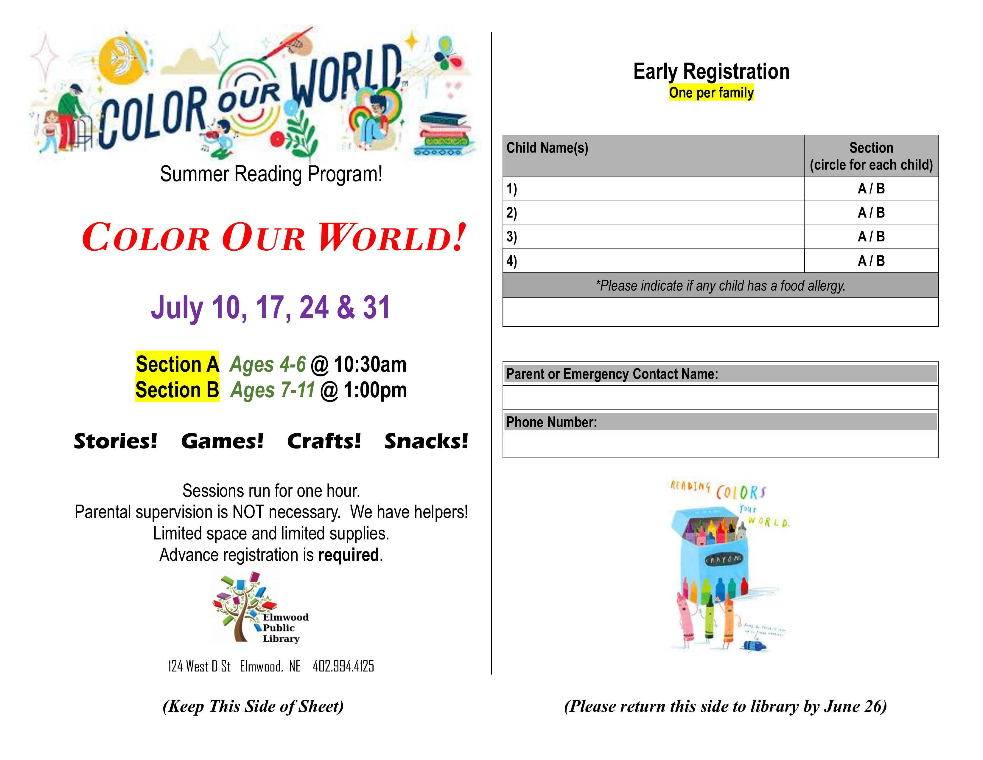 Early Reg Sheet 2025