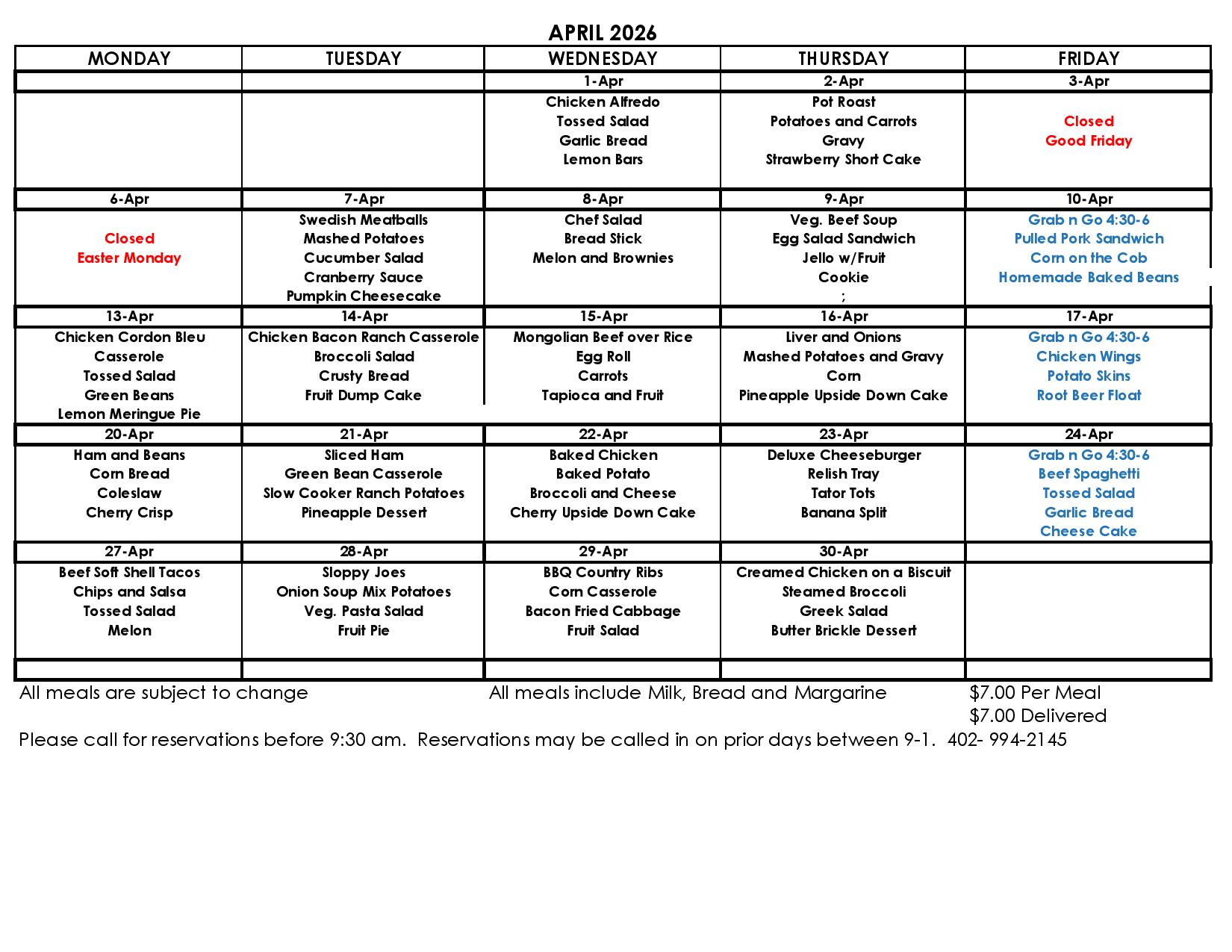 Elmwood Community Center Menu April page 001