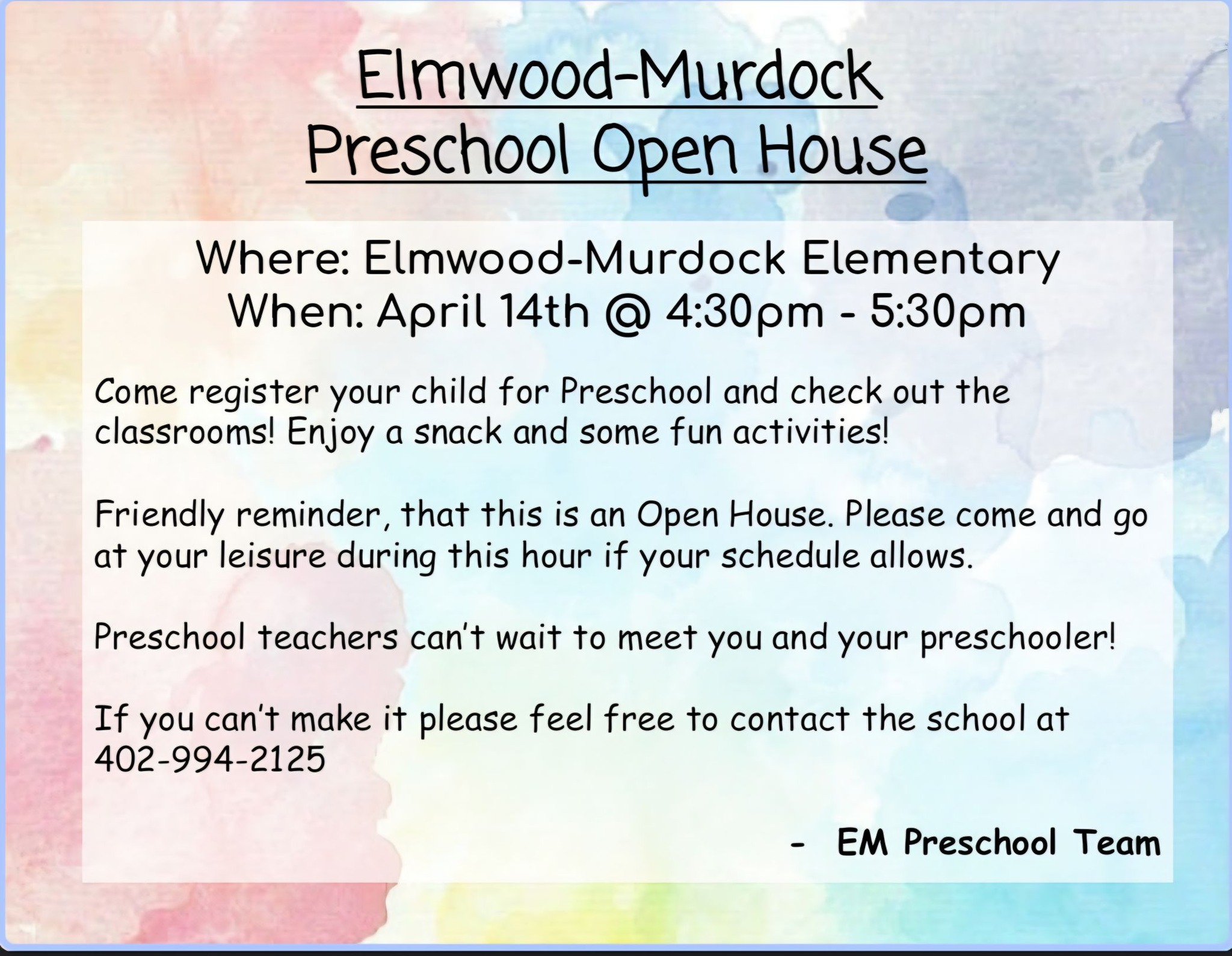 Preschool Open House 04 2026
