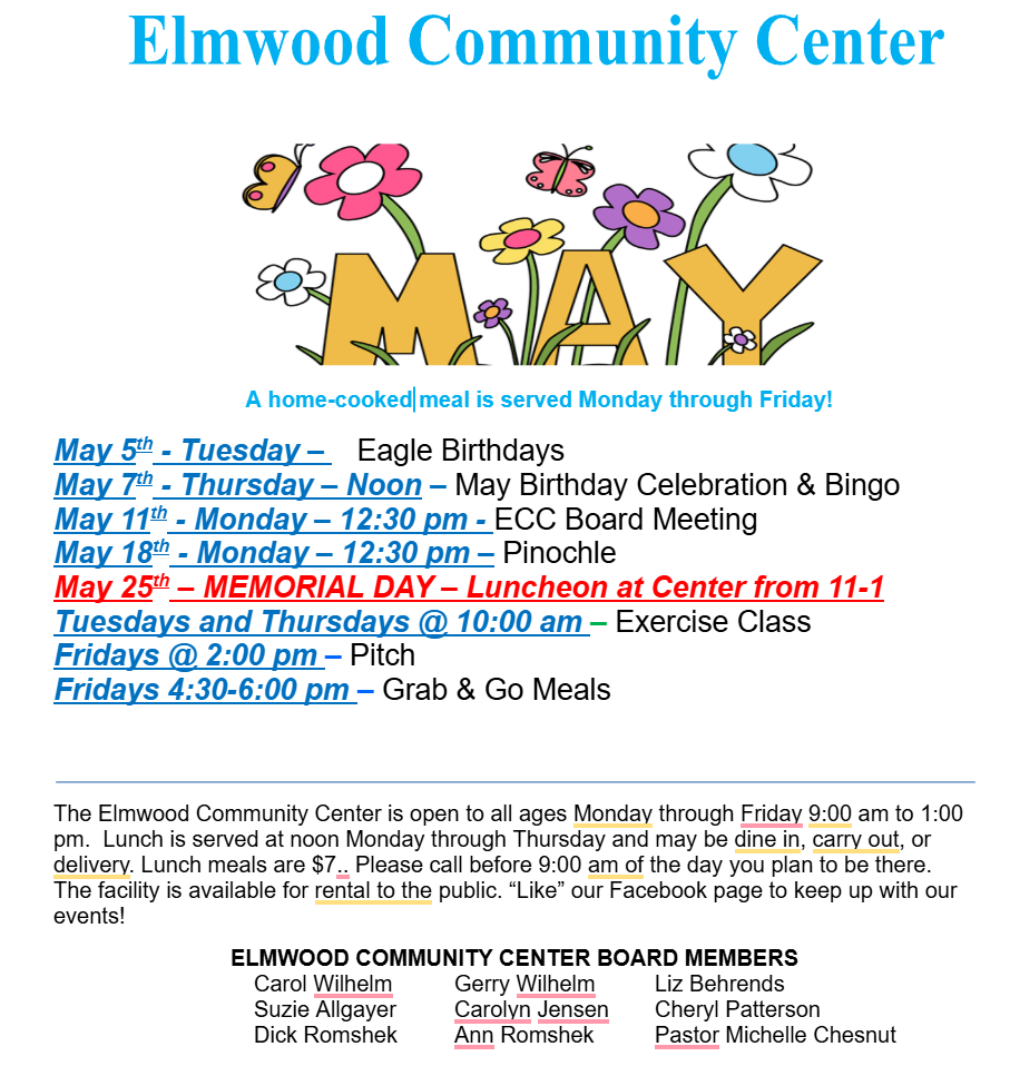 Elmwood May activities 2026