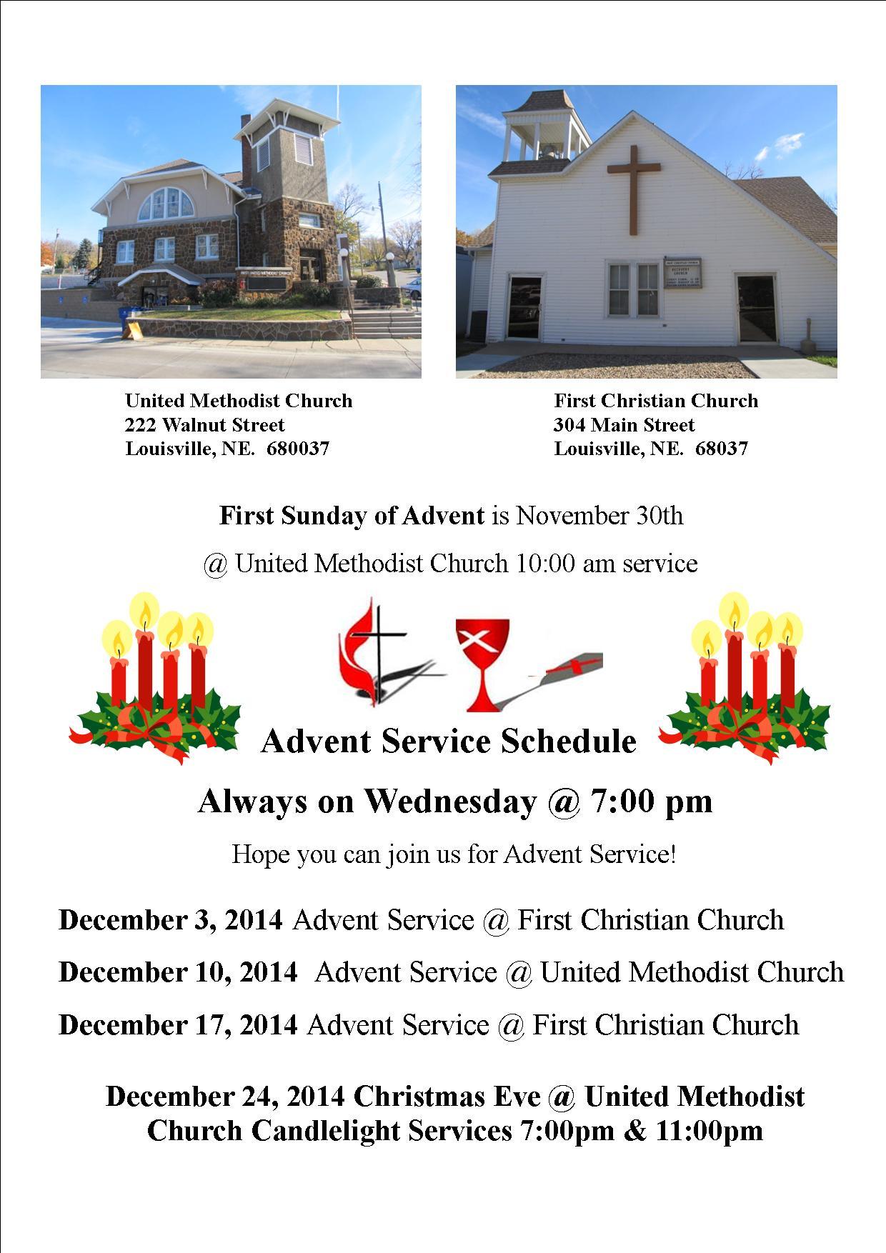 Advent Service schedule 2014