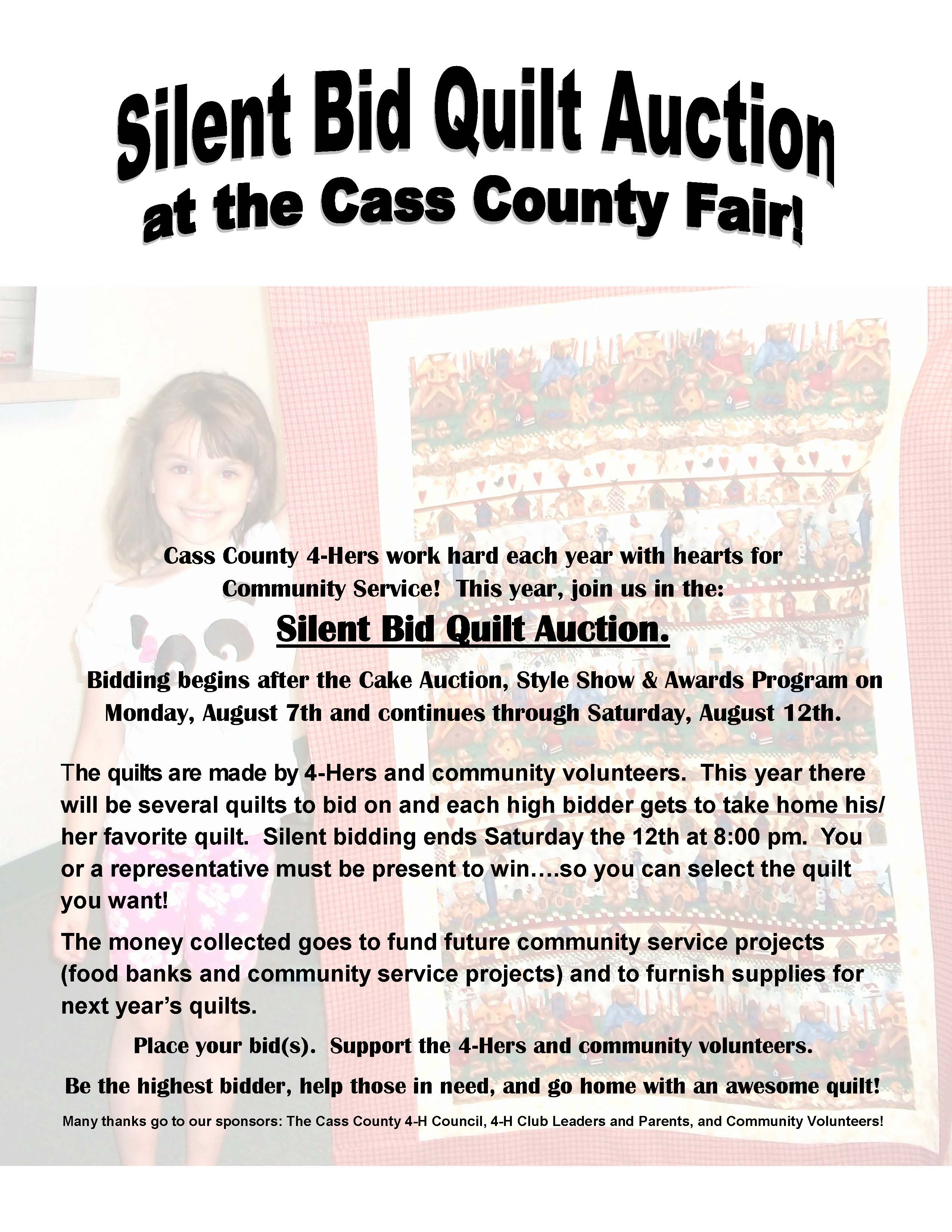 2017 flyer for Community Serivce Silent Quilt Auction