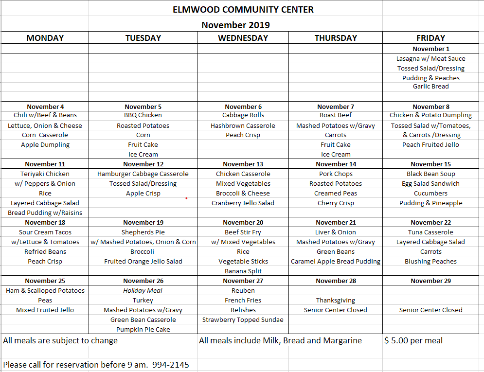 community center menu 1119