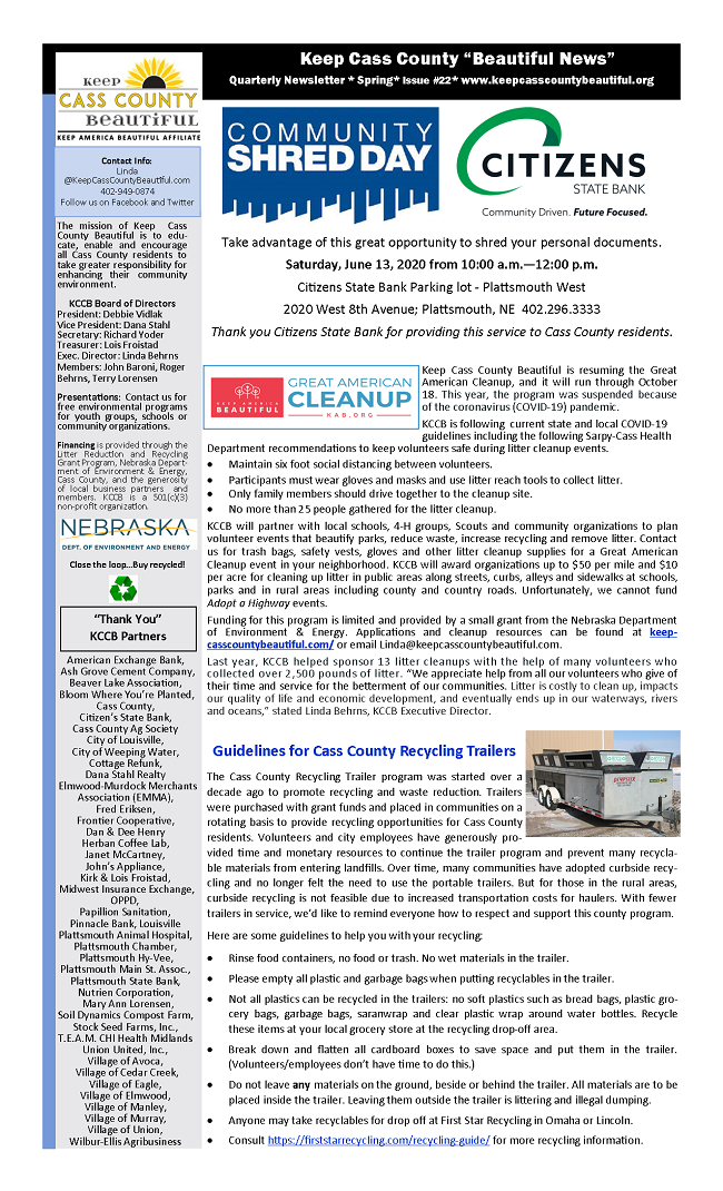 KCCB Spring Newsletter pg. 1 1