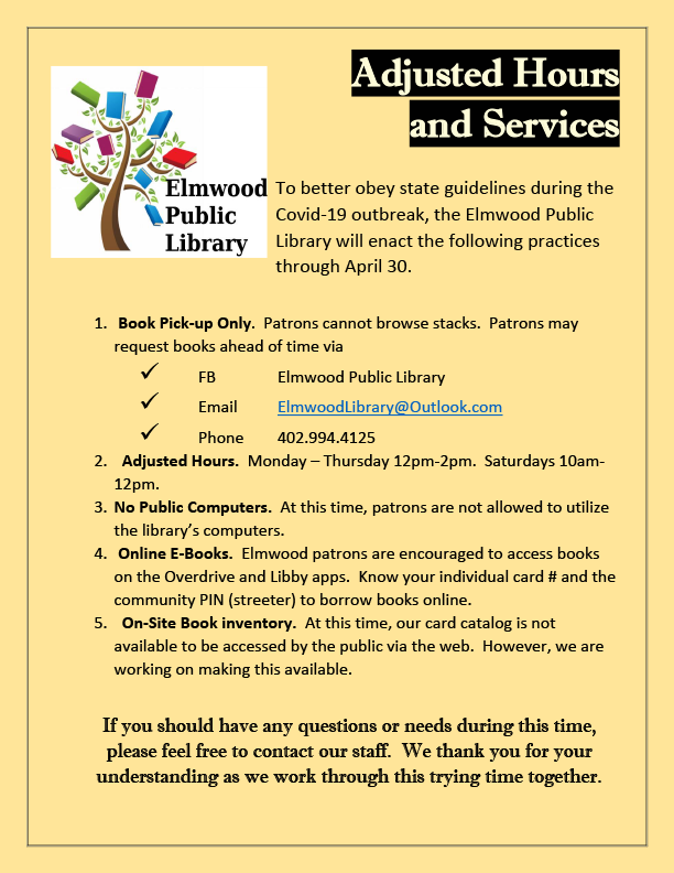 Adjusted Hours Elmwood library320